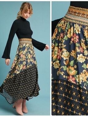 Farm Rio  Asymmetrical A-Line Maxi Skirt